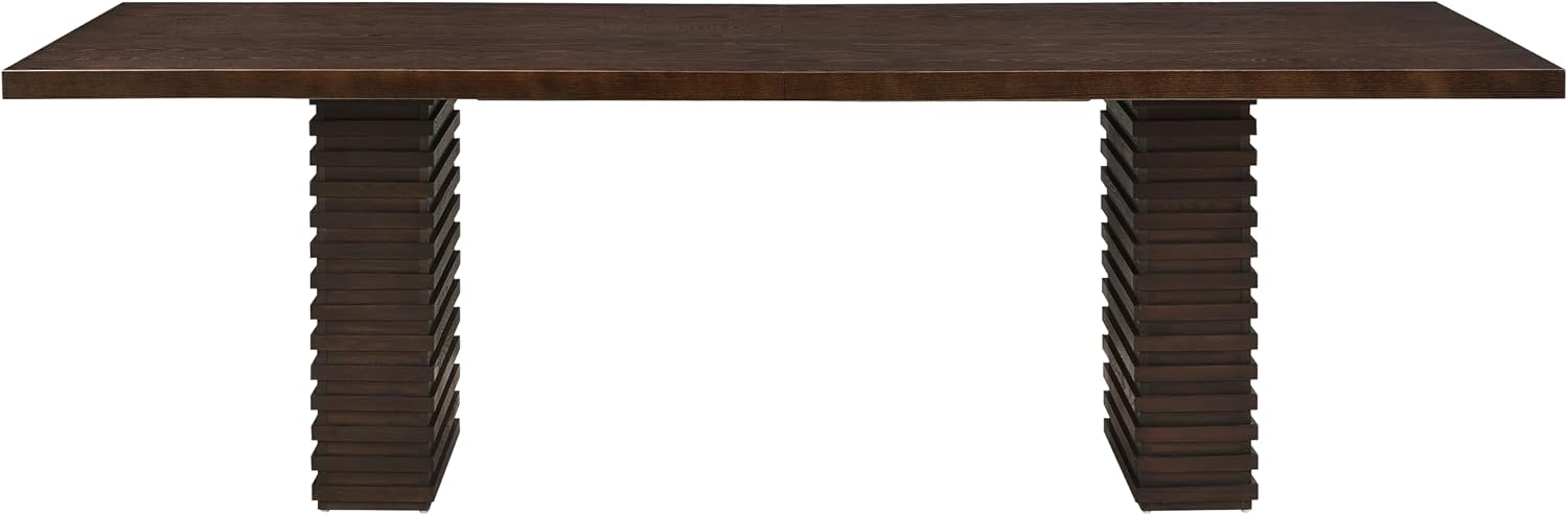 Christopher Knight Home Kaiya Modern Minimalist Wood Dining Table for 6-10 People, Rectangular Dining Room Table, Pedestal Kitchen Table, Ideal for Restaurant/Family Gatherings, Dark Brown