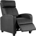 PayLessHere Recliner Chair Single Reclining Sofa Home Theater Seating with Lumbar Support and Padded Backrest for Living Room and Bedroom (Leather, Dark Black)