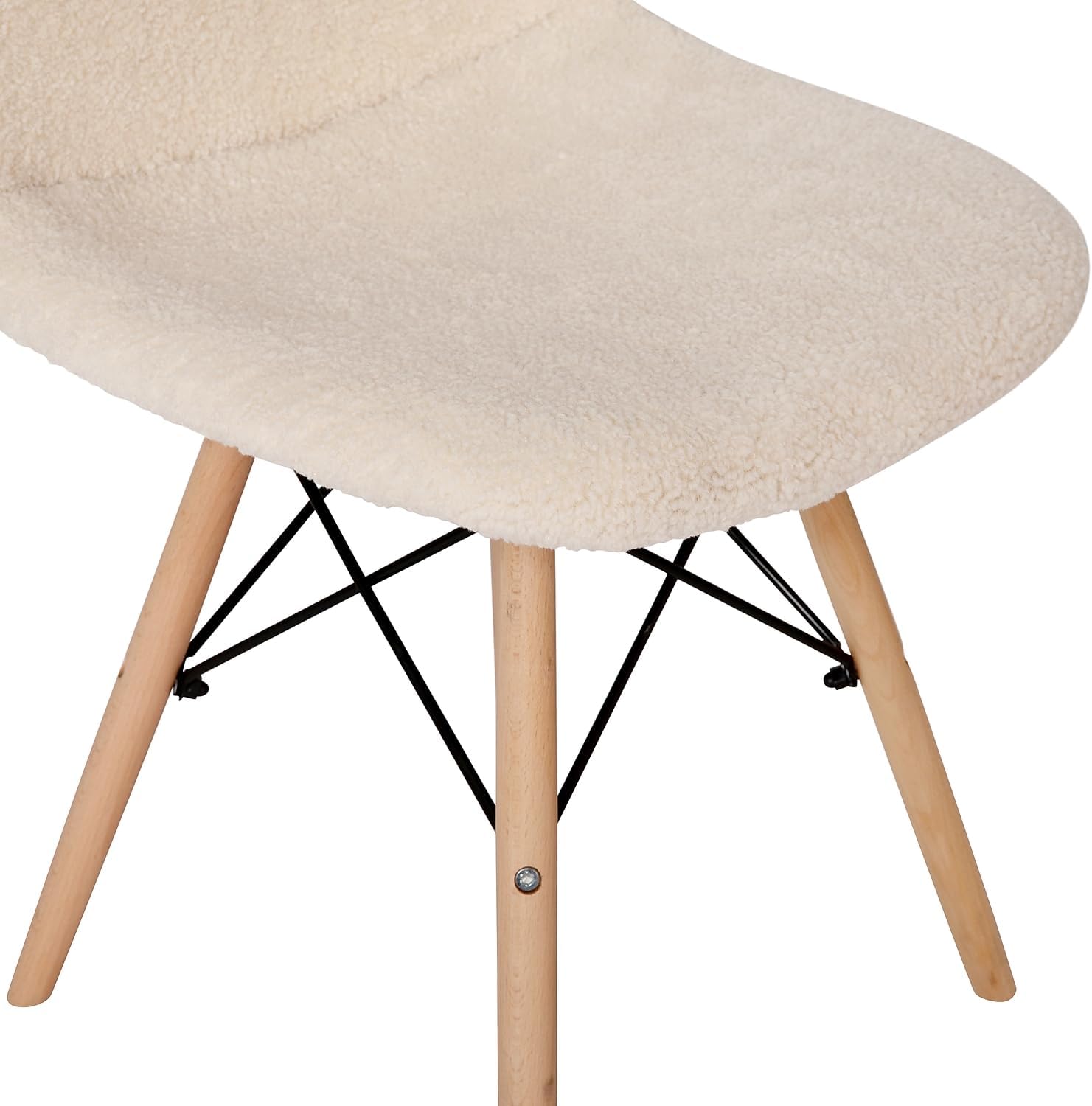 Flash Furniture Modern Zula Modern Padded Armless Faux Sherpa Accent Chair with Beechwood Legs - Off-White