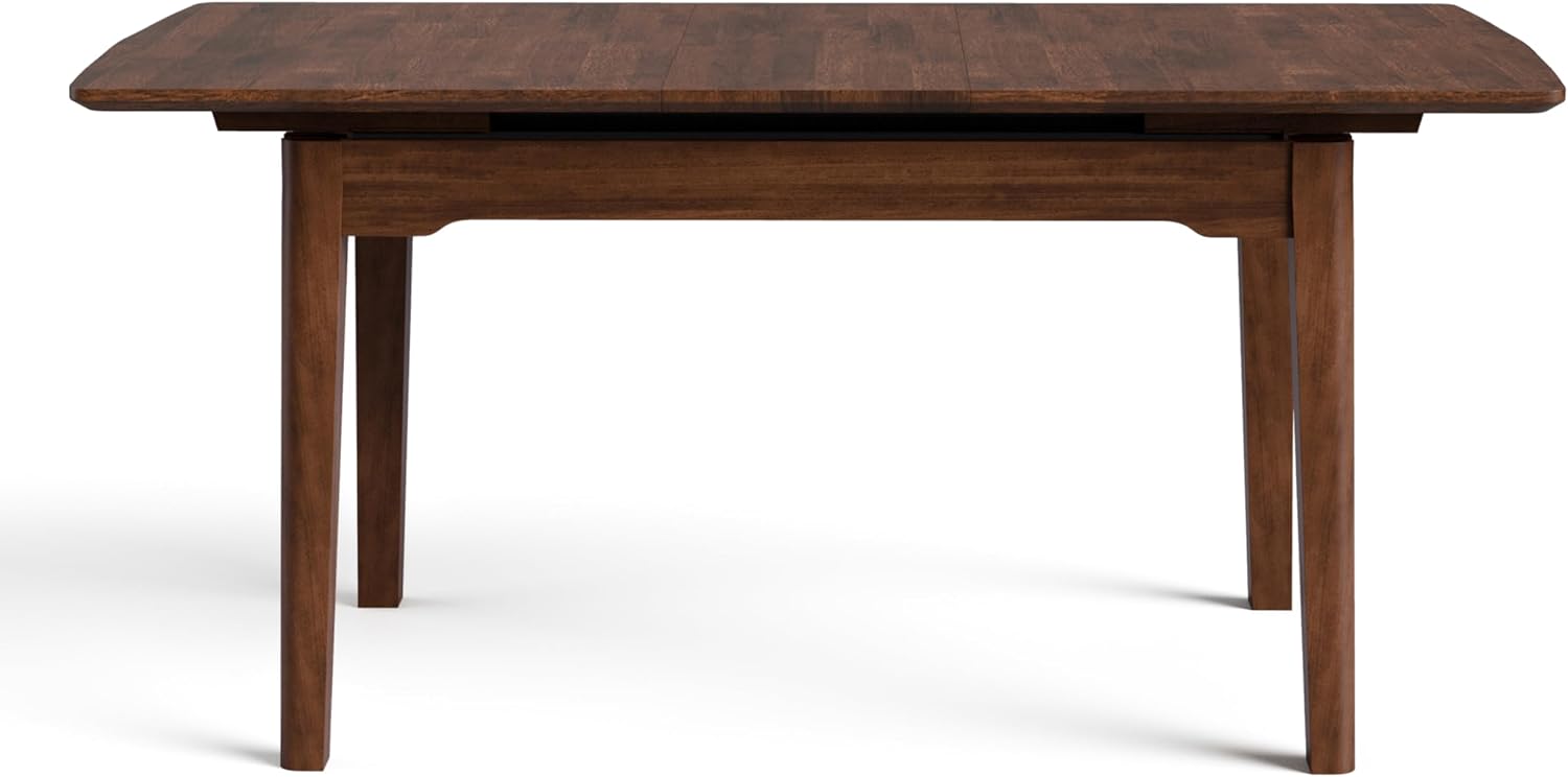 Furniture of America Nazaen Modern Solid Wood 63.9-inch Extendable Rectangular Dining Table with Pop-Up Mechanism, Self-Storing Leaf for Home Kitchen, Dinettes, Rich Walnut