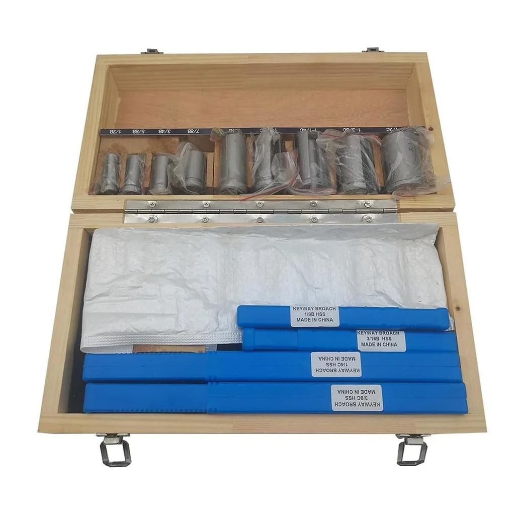 18 PCS Keyway Broach Set HSS Keyway Cutting Tool for Lathe Metric Size Broaches with Bushings and Shims Heat Resistance
