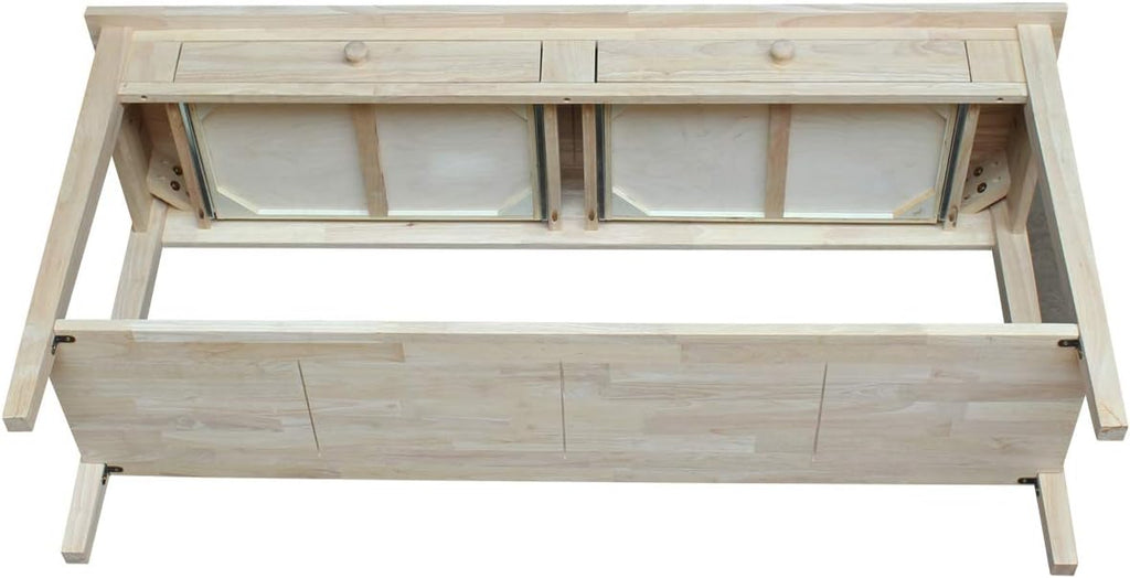 IC International Concepts Spencer Server Extended Length Console Table, Versatile Design for Dining Room, Hallway, or Entryway - Unfinished