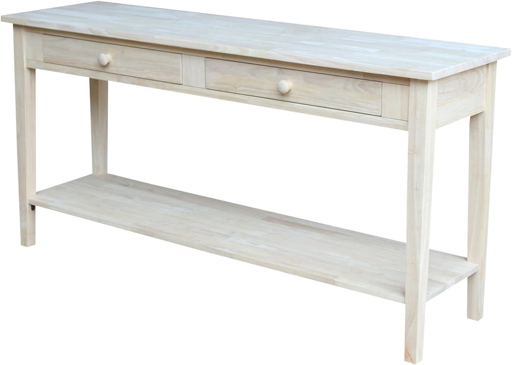 IC International Concepts Spencer Server Extended Length Console Table, Versatile Design for Dining Room, Hallway, or Entryway - Unfinished