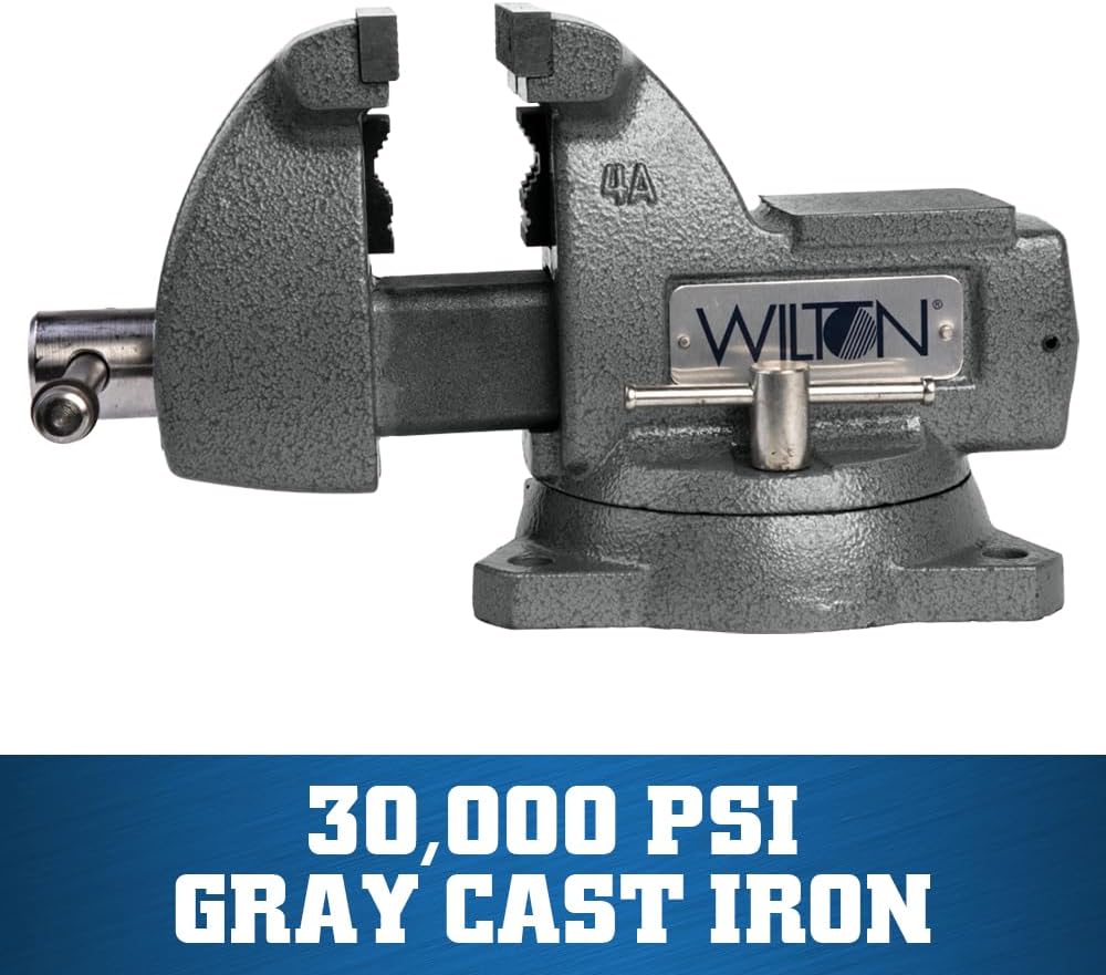 Wilton Mechanics Bench Vise, 4' Jaw Width, 4-1/2' Jaw Opening, 3-7/16' Throat (Model 744)