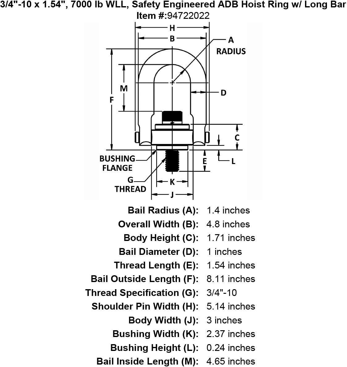 HRSE 7K LB 3/4-10 1.54 (23330)