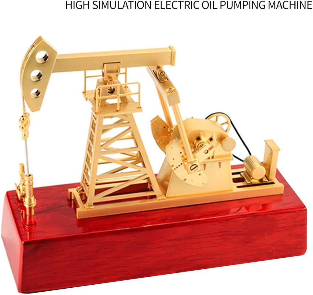 3D Electric Metal Oil Well Pump Jack Model, DIY Industrial Mechanical Model Toy Gift, Creative Desktop Ornament Decoration, Science Eductional Toy