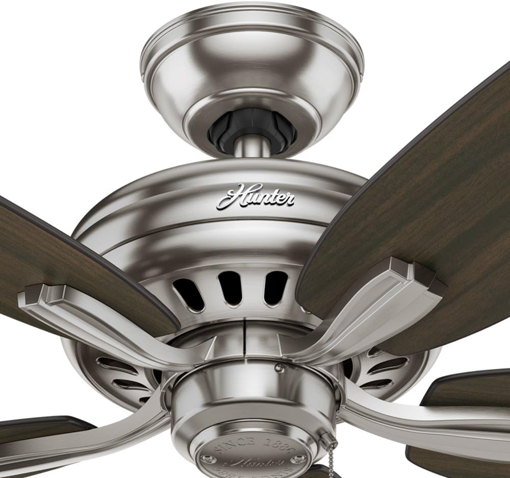 Hunter Fan 52 inch Ceiling Fan in Brushed Nickel with 5 Dark Walnut Reversible Blades (Renewed) (Brushed Nickel)