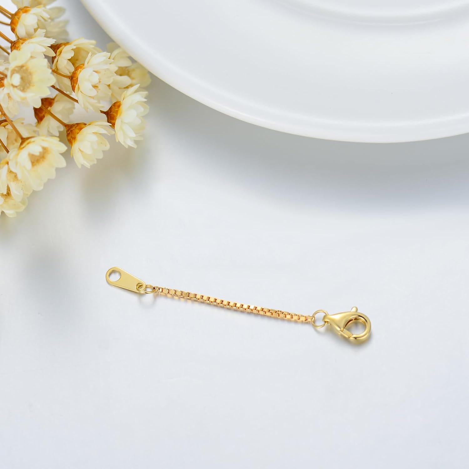 14k Gold 0.5'/1'/1.5'/2'/3' Necklace Bracelet Extender Chain, Necklace Extender Gold 14k, Durable Removable Gold Chain Extender, Gold Extension Chain for Necklace Anklet