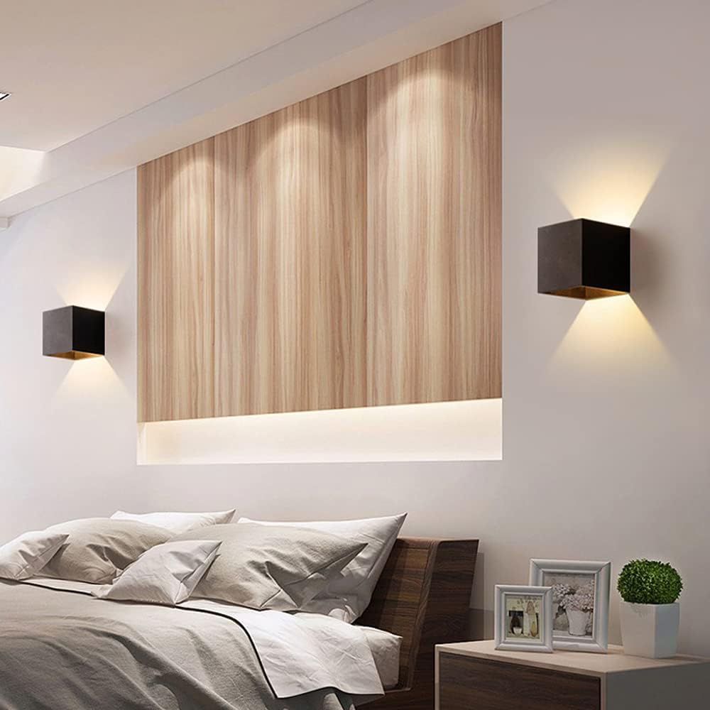 4pcs Square Wall Light, Aluminum Cube Shade Simple LED Sconce, Up Down Wall Lamp Indoor Spotlight Night Lamp for Bedroom Wall Wash Lights