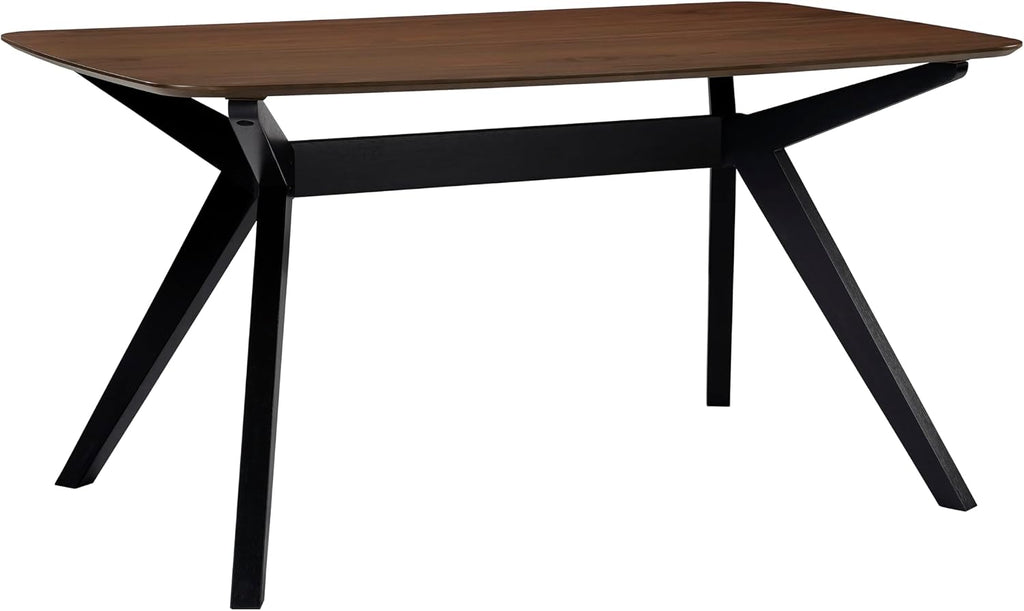 Christopher Knight Home Arley Modern Wooden Dining Table, Solid Wood Rectangular Dining Room Table for 4 People, Sturdy and Space Saving Kitchen Table, Walnut Brown + Black