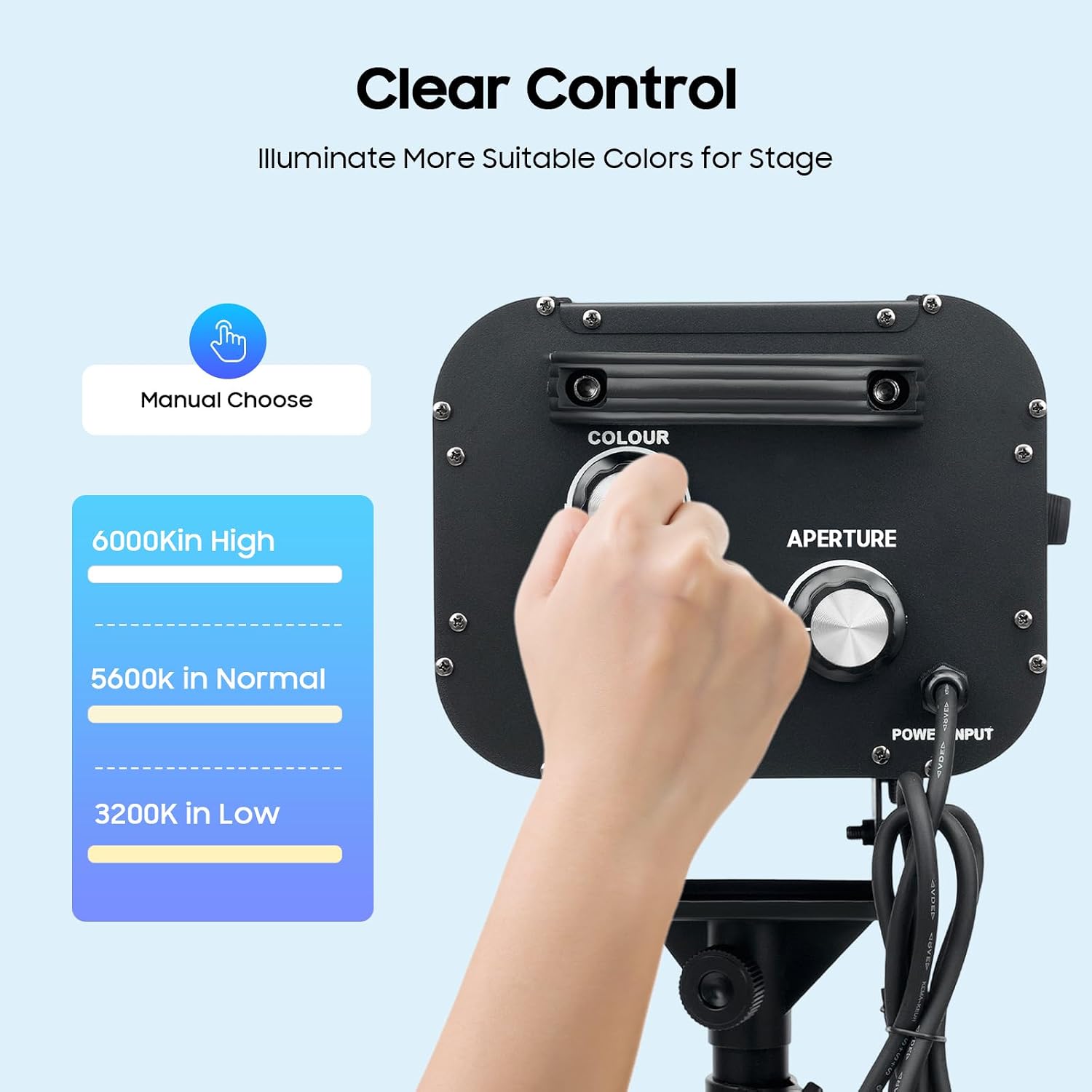 230W Professional Stage Spotlight with Adjustable Height Tripod Stand, 6 Colors 3 Color Temperatures 3200K-6000K, Adjustable Focus Follow Spot Light for Weddings, DJ, Theater & Event