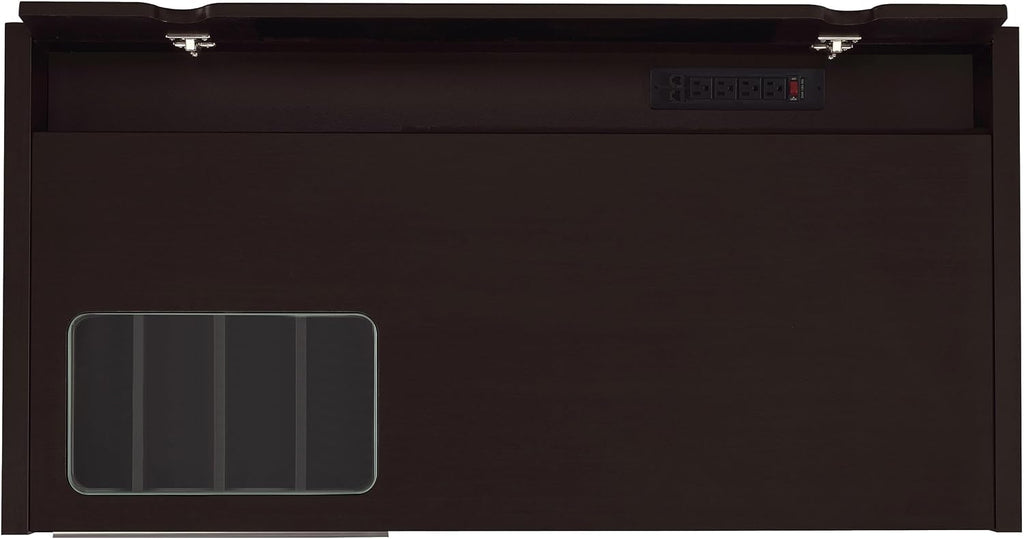 Coaster Home Furnishings - Halston - Engineered Wood - 47-Inch Computer Desk with Drawers, Door Cabinet & Lift-Top Storage, Tempered Glass Top, Contemporary Style - Home Office - Cappuccino - 800702