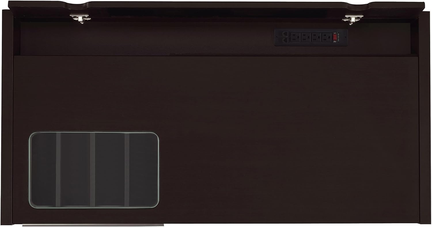Coaster Home Furnishings - Halston - Engineered Wood - 47-Inch Computer Desk with Drawers, Door Cabinet & Lift-Top Storage, Tempered Glass Top, Contemporary Style - Home Office - Cappuccino - 800702