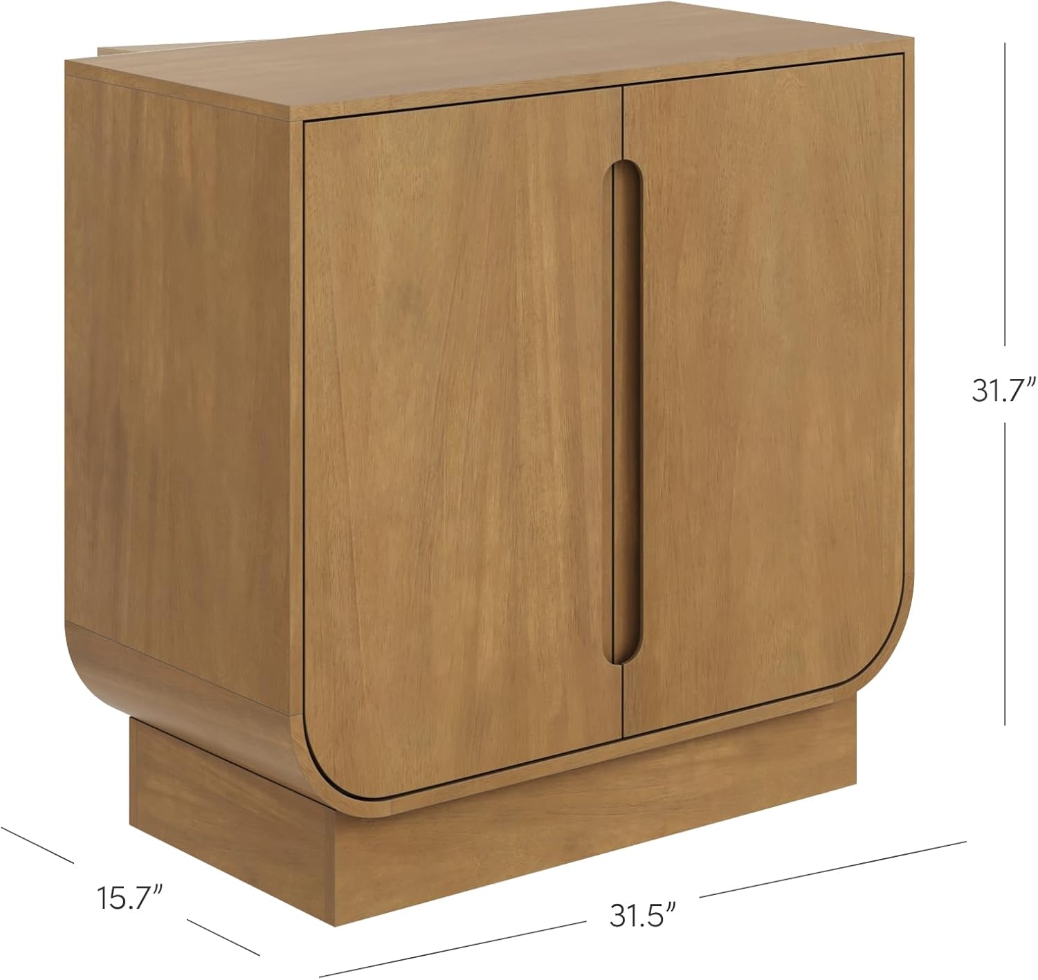 Nathan James Joey Mid Century Modern Storage Cabinet, Arched Accent Cabinet with Rounded Bottom Edges and Integrated Door Pull Cutouts, Light Brown
