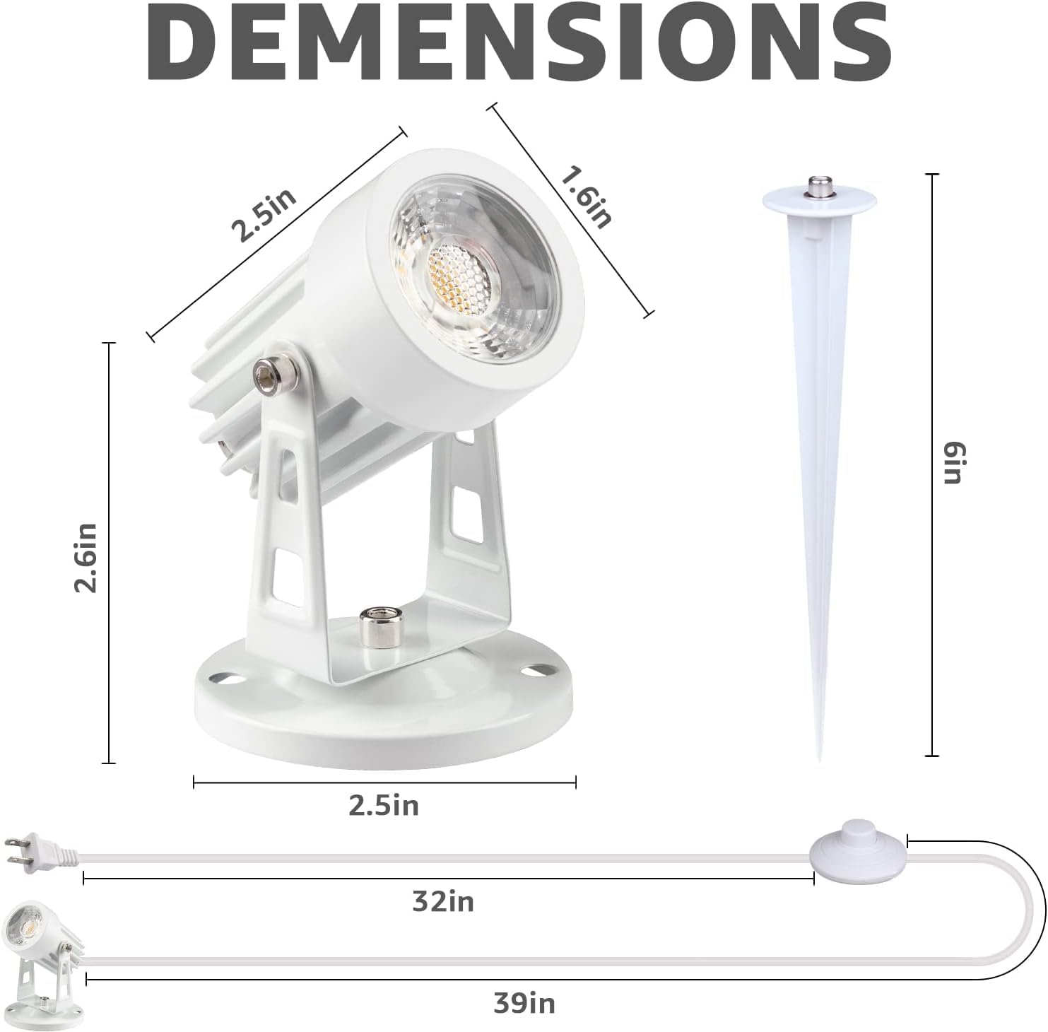 2 Pack LED Spot Lights Indoor Plant Spotlight Lamp Up for Plants Aent Lighting 110V Warm White Uplight 5.9 FT Cord with Floor Foot Switch,