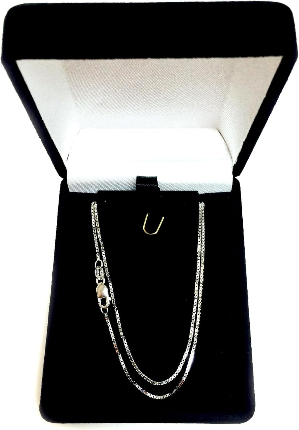Jewelry Affairs 10k White Solid Gold Mirror Box Chain Necklace, 0.8mm