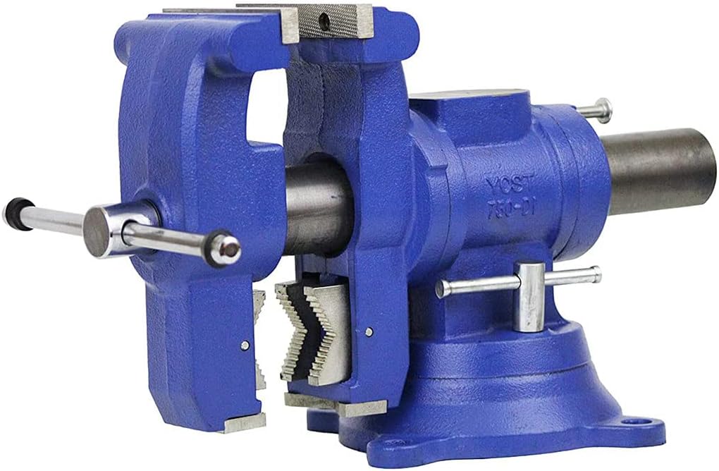Yost Vises 750-DI Multi-Jaw Rotating Vise System | 2 in 1 Multipurpose Bench and Pipe Vise | Secure Grip with Swivel Base | Made with a Combination of Ductile Iron & Hardened Steel | Gray