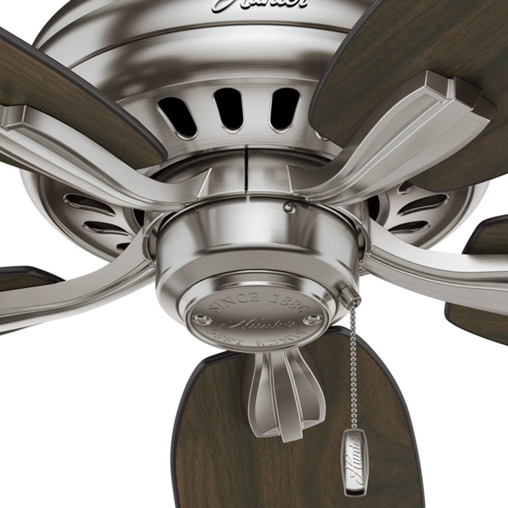 Hunter Fan 52 inch Ceiling Fan in Brushed Nickel with 5 Dark Walnut Reversible Blades (Renewed) (Brushed Nickel)