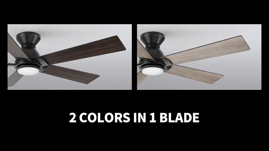 Carro Smart Ceiling Fans with Lights Flush Mount 48', 3 Light Colors Dimmable, 10 Speeds DC Ceiling Fan with Remote, Outdoor, Compatible with Alexa, Siri & Google Home, Wood & Dark Walnut