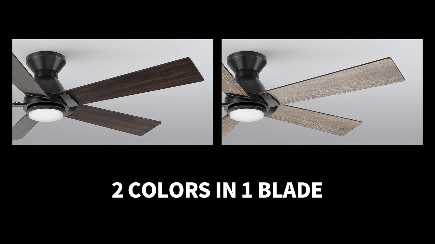 Carro Smart Ceiling Fans with Lights Flush Mount 48', 3 Light Colors Dimmable, 10 Speeds DC Ceiling Fan with Remote, Outdoor, Compatible with Alexa, Siri & Google Home, Wood & Dark Walnut