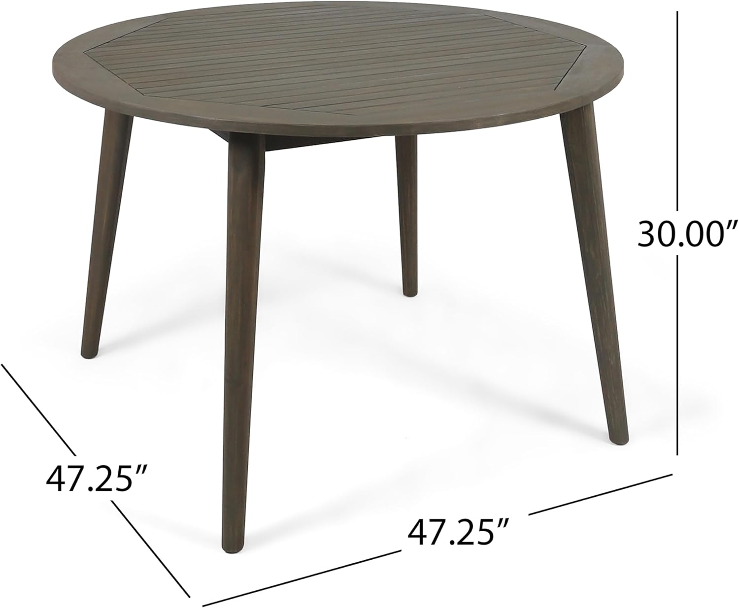 Christopher Knight Home Casa Outdoor Acacia Wood 5 Piece Dining Set with Round Table and Water Resistant Cushion, Gray Finish and Dark Gray