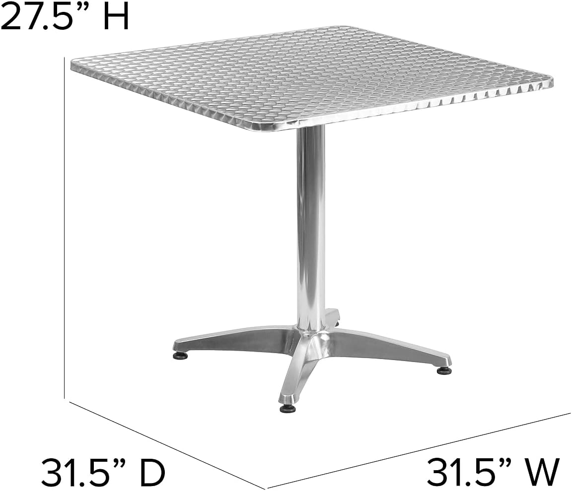 Flash Furniture Mellie Commercial Grade 31.5' Square Aluminum Indoor-Outdoor Table with Base