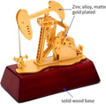 Electric Metal Oil Well Pump Jack Model,Simulation Oilfield Operation Mechanical Machine Equipment Creative Desktop Ornament Decoration,Science Eductional Toy (Red)