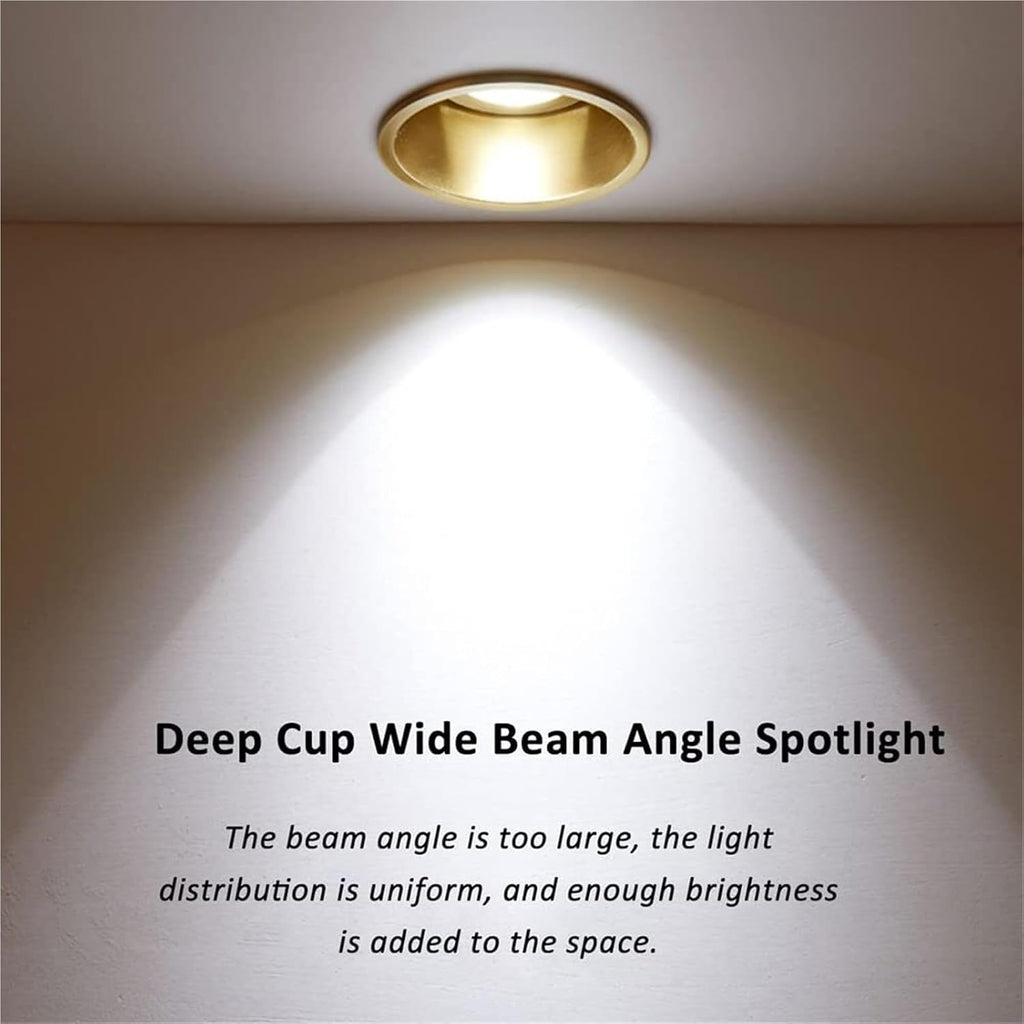 Brass Adjustable Canless Downlights COB Recessed Spotlights 3 Inch Eyeball Ceiling Spotlight Indoor Puck Lighting 7W, 9W, 12W