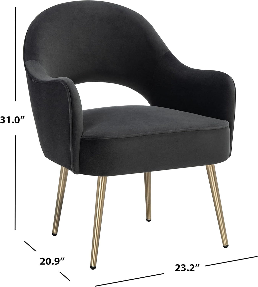 SAFAVIEH Home Collection Dublyn Black Velvet/Gold Accent Chair