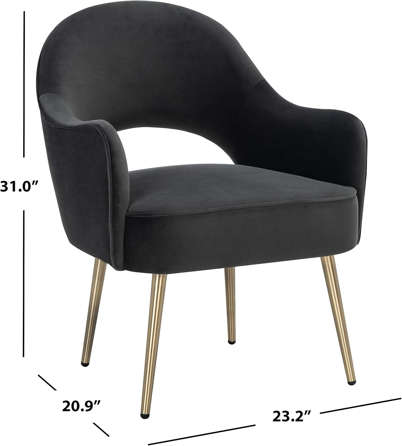 SAFAVIEH Home Collection Dublyn Black Velvet/Gold Accent Chair