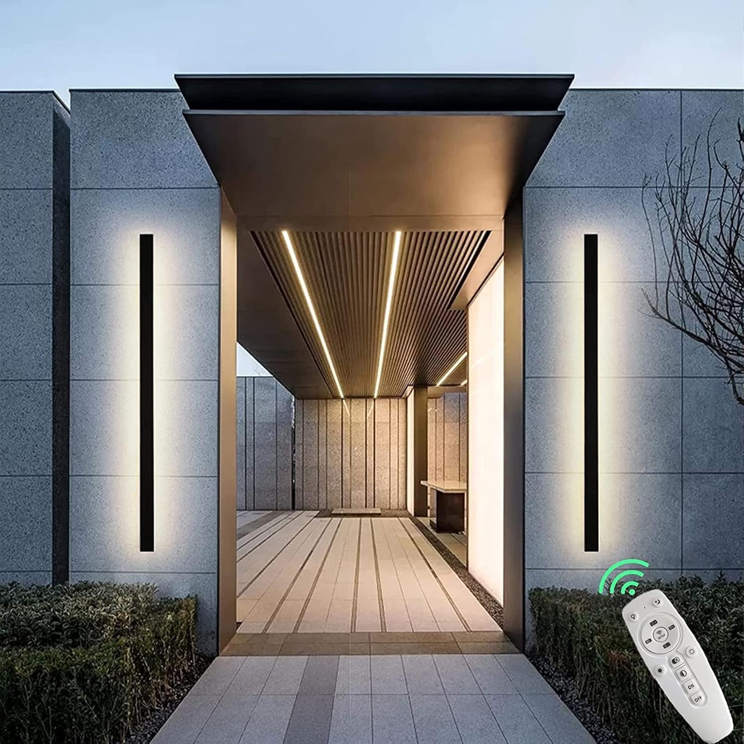 Led Dimmable Wall Lights with Remote Control Lamp Indoor Outside Porch Garden Light Sconces Long Strip Spotlight Lighting zwart (60) (30 One Size) (40cm One Size)