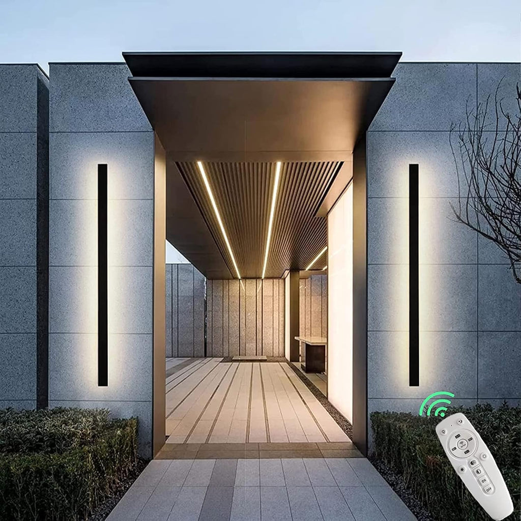 Led Dimmable Wall Lights with Remote Control Lamp Indoor Outside Porch Garden Light Sconces Long Strip Spotlight Lighting zwart (60) (30 One Size) (100cm One Size)