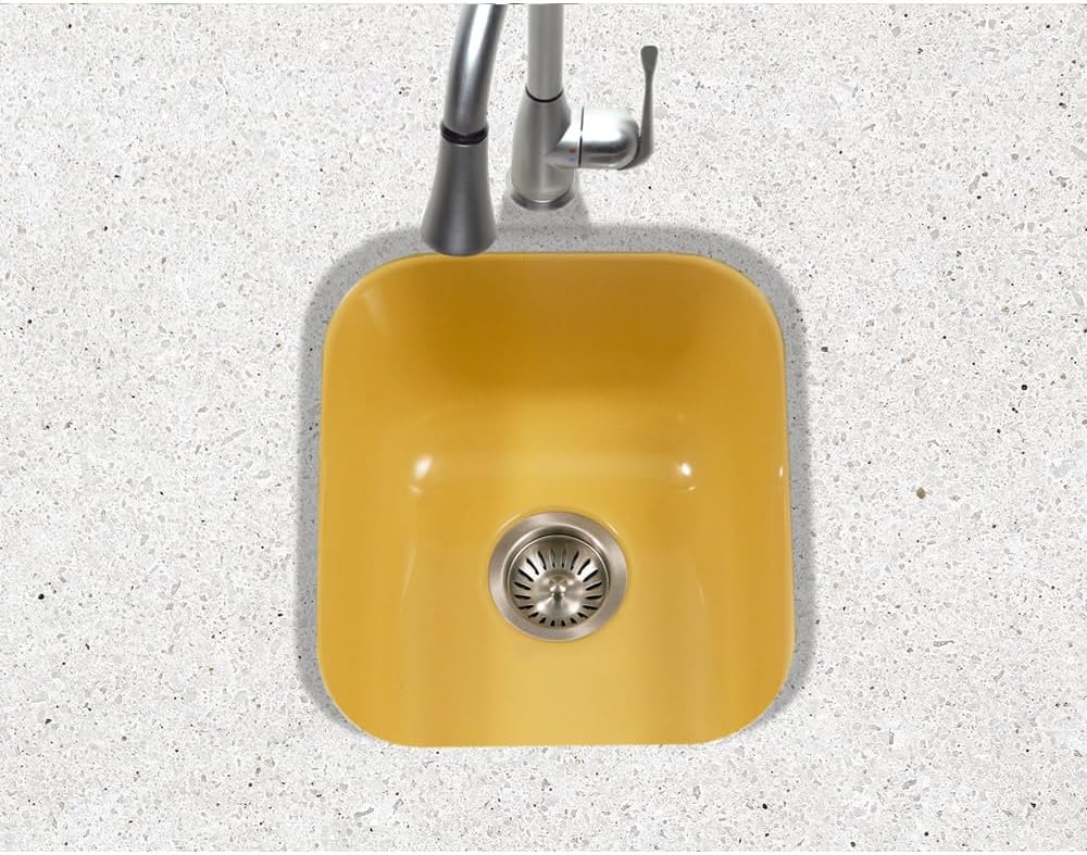 Houzer Porcela Mint Porcelain Enamel Steel Kitchen Sink: 17 Inch Undermount Single Bowl Sink, Durable & Versatile, Essential for Home and Apartment: PCB-1750 MT