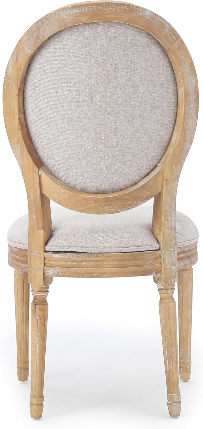 Christopher Knight Home Phinnaeus Polyester Beige Fabric Dining Chair (Set of 2), 2-Pcs Set