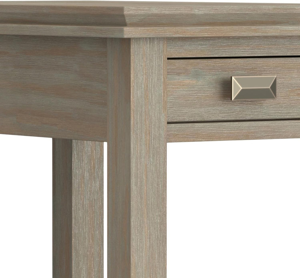 SIMPLIHOME Artisan SOLID WOOD 14 inch Wide Rectangle Transitional Narrow Side Table in Distressed Grey for the Living Room and Bedroom