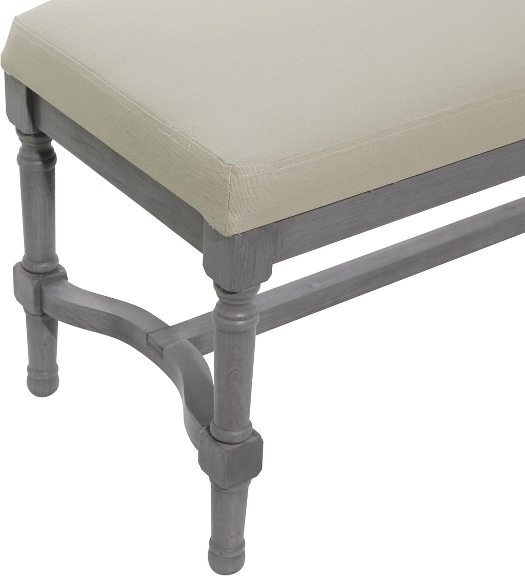 Deco 79 Wood Home Bench Entryway Bench with Burlap Seat, Bedroom Bench 47' x 16' x 18', Gray