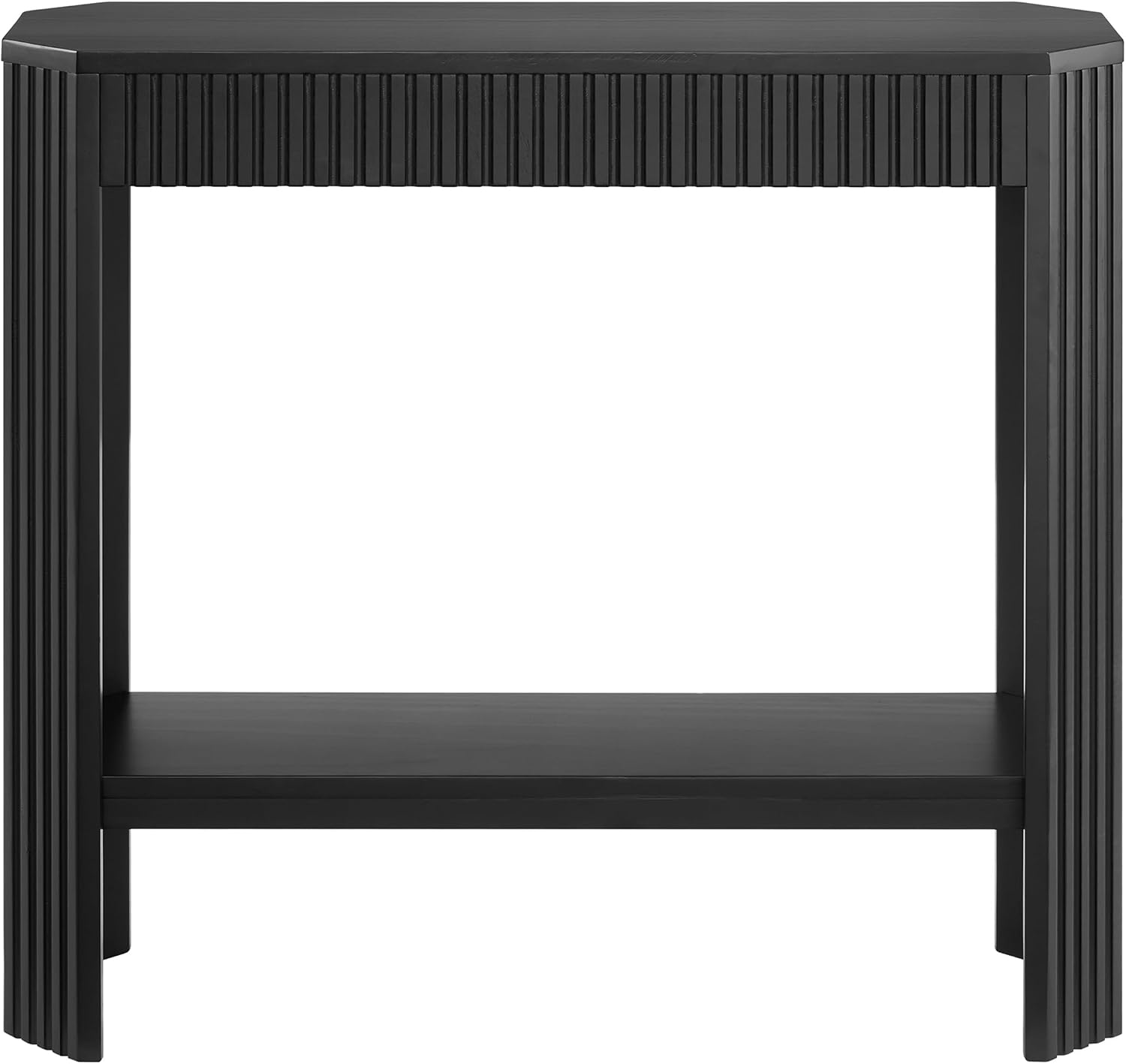 Alaterre Furniture Fluted Solid Wood Console Table - 36 Inch Modern Entryway Table with Storage Shelf - Easy Assembly Living Room Furniture for Behind the Couch, Entryway, or Hallway (Black)