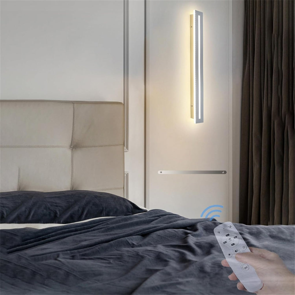 LED Long Strip Dimmable Indoor Wall Lights with Remote Control Modern Simple Decoration 10%-100% Wall Sconces Wall Spotlights Acrylic for Living Room Balcony Dressing Tables (150cm,d) (White 60c