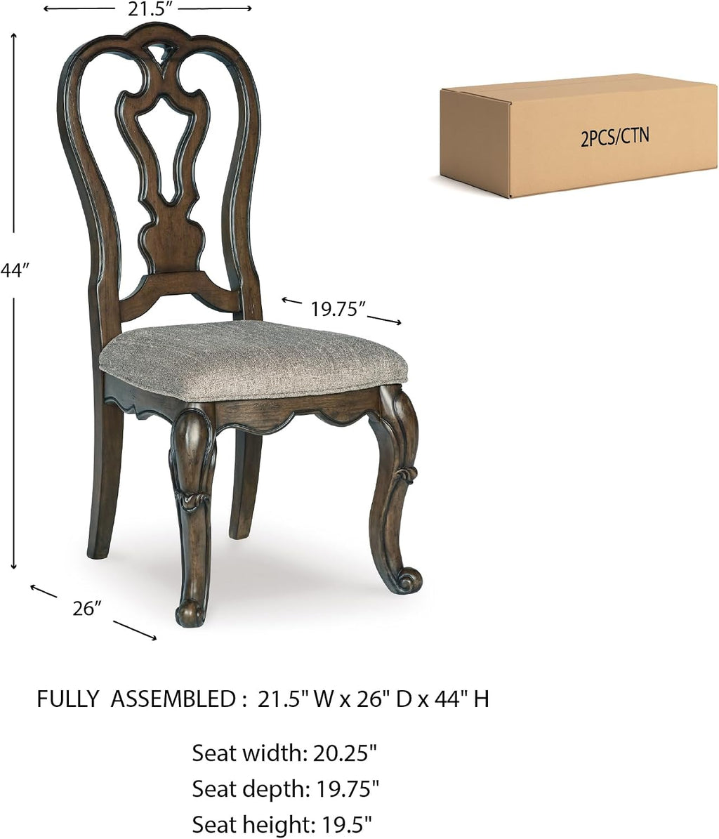 Signature Design by Ashley Maylee Classic Upholstered Armless Dining Chair, Set of 2, Dark Brown