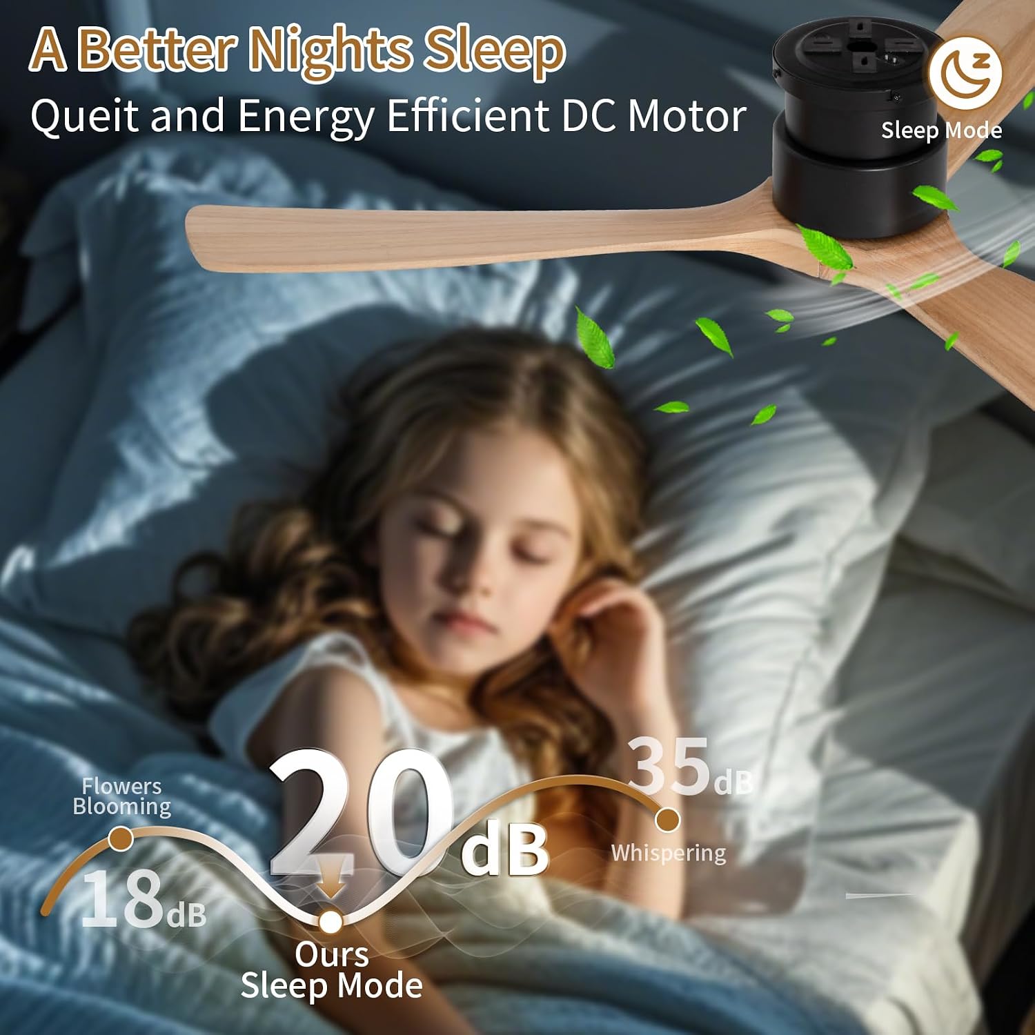 Ceiling Fan with Lights,52 Inch Wood Flush Mount Ceiling Fans with Remote Control,Dimmable Light,3 CCT,6 Speeds,Noiseless,Ceiling Fan for Bedroom,Living Room,Office,Indoor,Natural Wood and Black