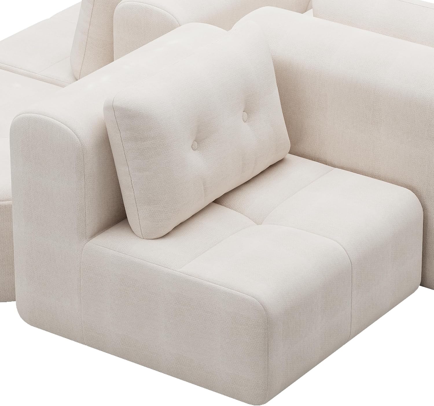 112' Compressed Boneless Sectional Sofa with Movable Ottoman Convertible L Shaped Modular Corner Couch for Living Room - Oversized Cloud Couches W/Tufted Cushions and Deep Seat
