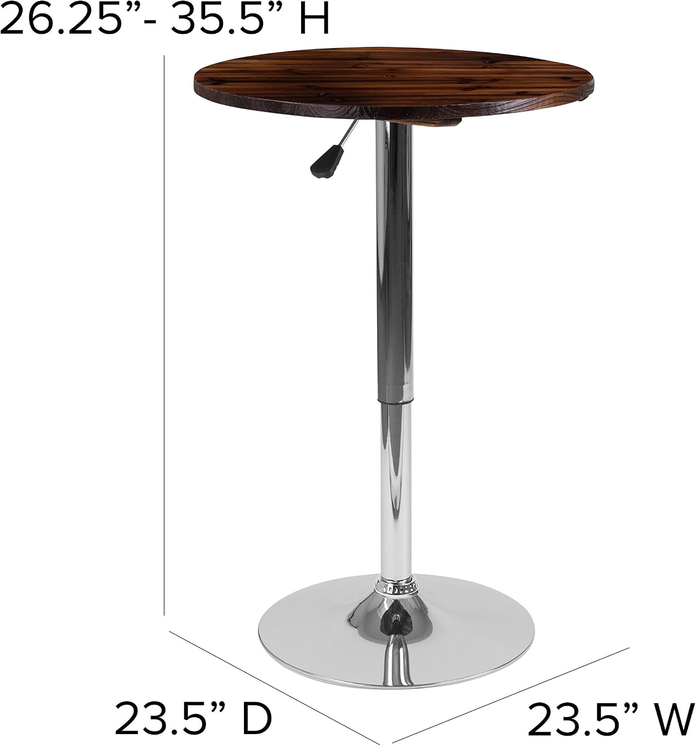 Flash Furniture Hills 23.5'' Round Adjustable Height Rustic Pine Wood Table (Adjustable Range 26.25'' - 35.5'')