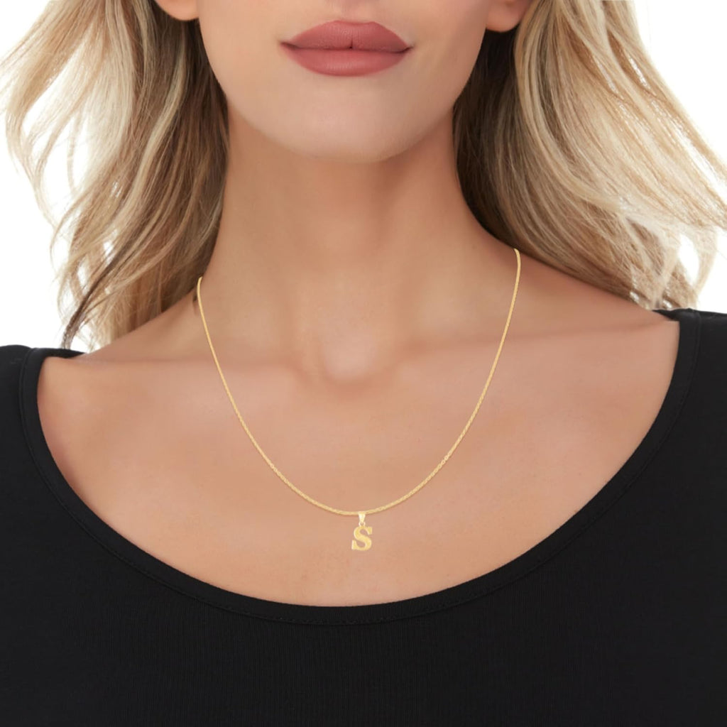 Floreo 10k Yellow Gold 0.45' Personalized Lighting Alphabet Letter A - Z Initial Charm Pendant with optional Extendable Chain Necklace