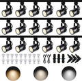 Dimmable LED GU10 Track Lighting Kit with Replaceable GU10 Bulbs, 18-Pack All-in-One Plug in 3CCT Ceiling Spotlights with 19.68FT Track Rails, Accent Lighting for Home, Store, Moblie Cart and Office