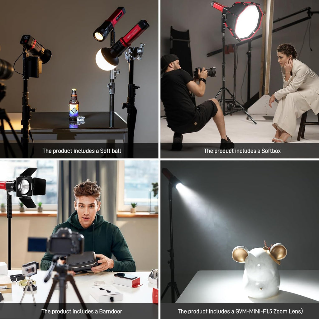 GVM PD60B 60W COB Video Light,3 Packs Portable Bi-Color Studio Lights CRI97+ 2700~6800K,49300 Lux@0.5m, Handheld Photography Lighting for Outdoor/Indoor Shooting, Spotlight for 12 Light Effects