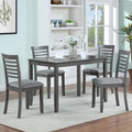 5-Piece Dining Table Set for 4, Kitchen Dining Table with 4 Soft Cushioned Solid Wood Chairs, Ideal for Home or Restaurant Use.(Gray_Medium)
