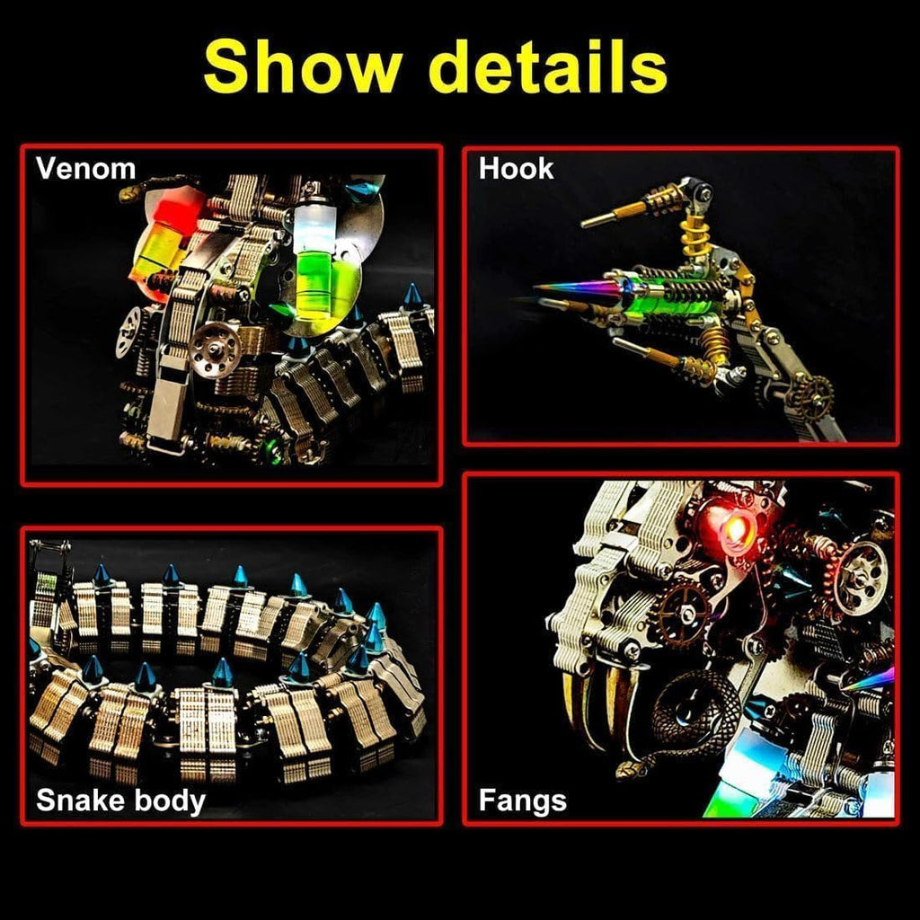 3D Metal Puzzles for Adults, Snake Model Kit 1000 PCS Mechanical Steampunk Animal Model, DIY Assembly Kit to Build, 3D Jigsaw Puzzle Desk Ornament Kit Craft Toys