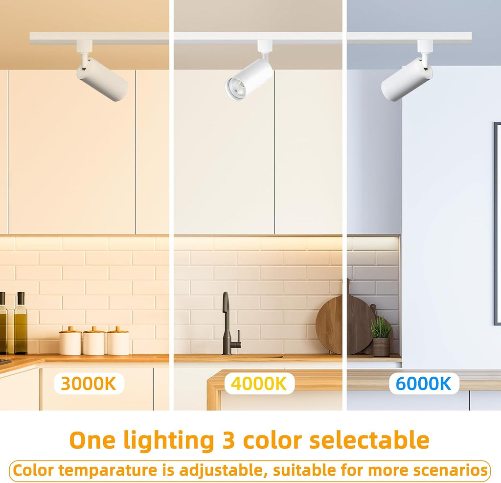 Plug in 3CCT White Track Lighting Complete Kit with 4*3.28FT H Track Light Rails and 120V 12x10W GU10 Track Lighting Heads Brightness Dimmable Ceiling Spotlight Fixture for Accent Lighting