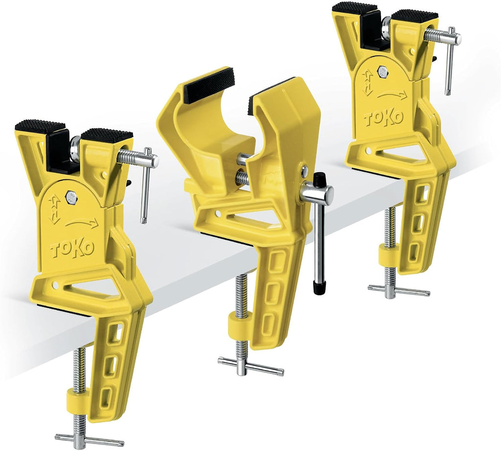 TOKO World Cup Alpine Ski Vise Grip for Tuning and Waxing - Secure No Slip Grip and Adjustable Angle for Edge Preparation - 3 Piece Set