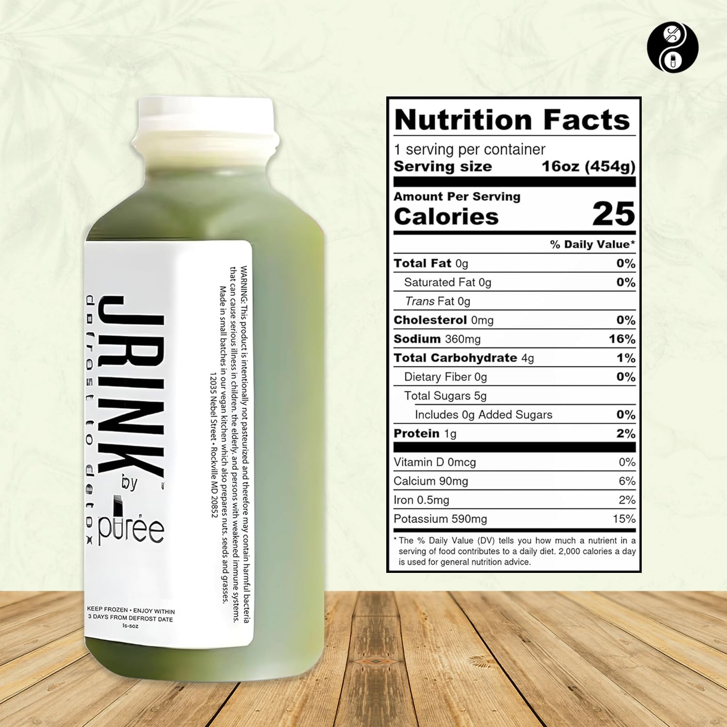 JRINK by Purée Organic Celery Juice, Cold Pressed Detox Cleanse Drink, Organic Vegetable and Fruit Healthy Cleanse, Raw Pressed Juice, Fresh, Pure, No Preservatives, 18 Bottles, 16oz Each